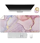 Leather Mouse Pad,Large Desk Pad,Office Desk Mat, Non-Slip PU Leather Desk Blotter with Coaster,D...