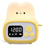 QANYI Cute Timer with Clock and Night Light, Mini Toaster Shape lamp with LED Alarm Clock Timer f...