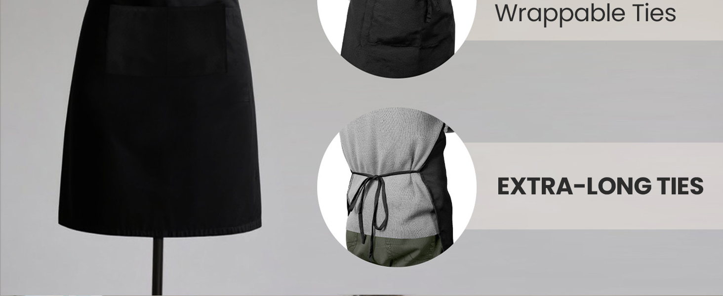 Water Oil Resistant Chef Cooking Aprons Two 2 Pockets Men Women Baking Painting Waiter Waitress