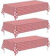 Childom 3 Pack Red and White Checkered Tablecloths 54