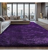 Shag Area Rugs for Bedroom Living Room,4X6 Ultra Soft Purple Fluffy Area Rugs for Dorm, Indoor Ca...