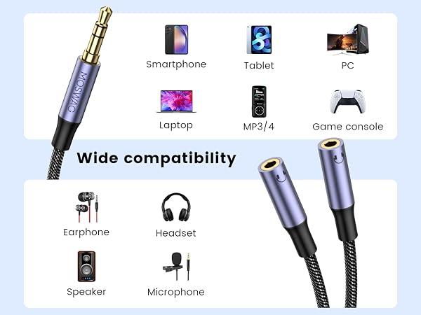 MOSWAG Headphone Splitter 3.5mm