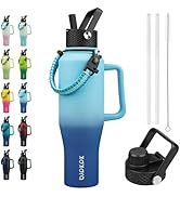 BJPKPK Insulated Water Bottles with Straw Lid, 40oz Metal Water Bottle with 2 lids & Paracord Str...
