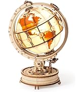 ROBOTIME ST003 Luminous Globe - Wooden 3D Puzzles for Adults with LED Light - Globe Model Buildin...