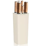 NEWE Knife Block Holder without Knives, Universal Kitchen Storage Stand with Wavy Slots to Protec...