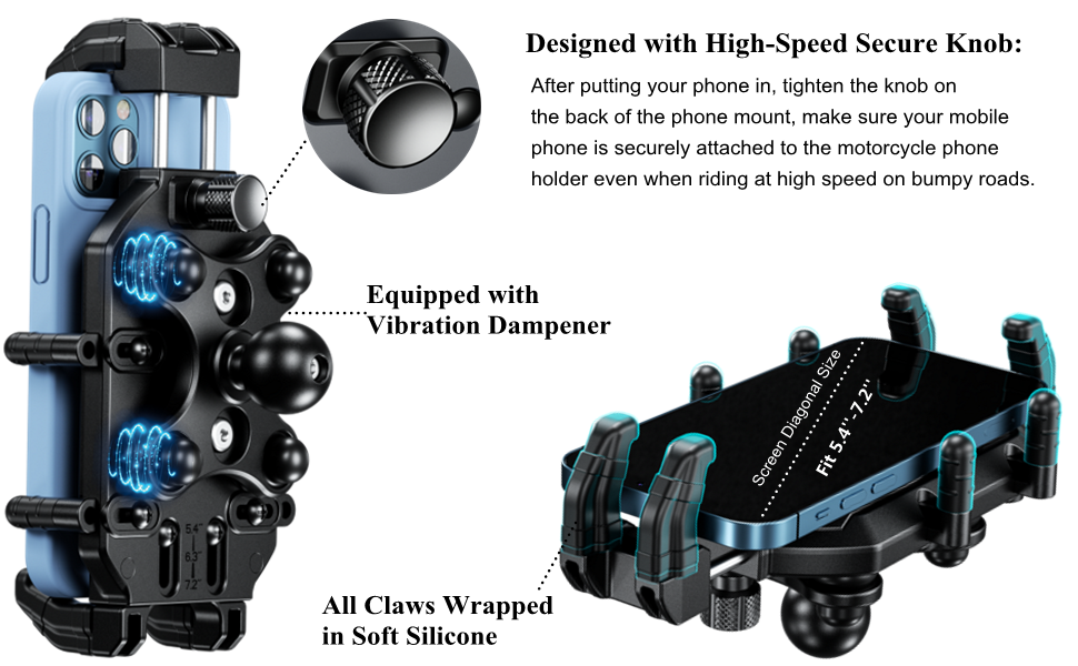 The motorcycle phone holder with High-Speed Secure Knob