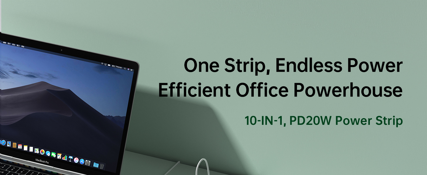 power strip with usb Green with USB, USB C and Outlets