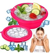 XANGNIER Face Bowl for Ice with Built-In Ice Tray – Collapsible Silicone Facial Ice Bath Bowl for...