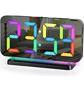 SZELAM Alarm Clock for Heavy Sleepers Adults,7.4” Digital Clocks Large Display,with USB C Port,RG...