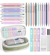 Nicpro 39 PCS Aesthetic School Supplies with Cute Pencil Case, 12 Color Pastel Highlighters, 5 Qu...