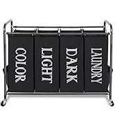 STORAGE MANIAC Laundry Sorter, Laundry Divider with Side Pockets, Multi Laundry Separator Hamper ...