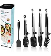 5-Pack Silicone Tongs for Cooking,Maywe Tanso 4PCS 13-Inch Cooking Kitchen Tongs with Silicone Ti...