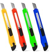 TIFICAL 4 Pack Box Cutter, 9mm Snap-off Utility Knife, Box Cutter Retractable for Opening Package...