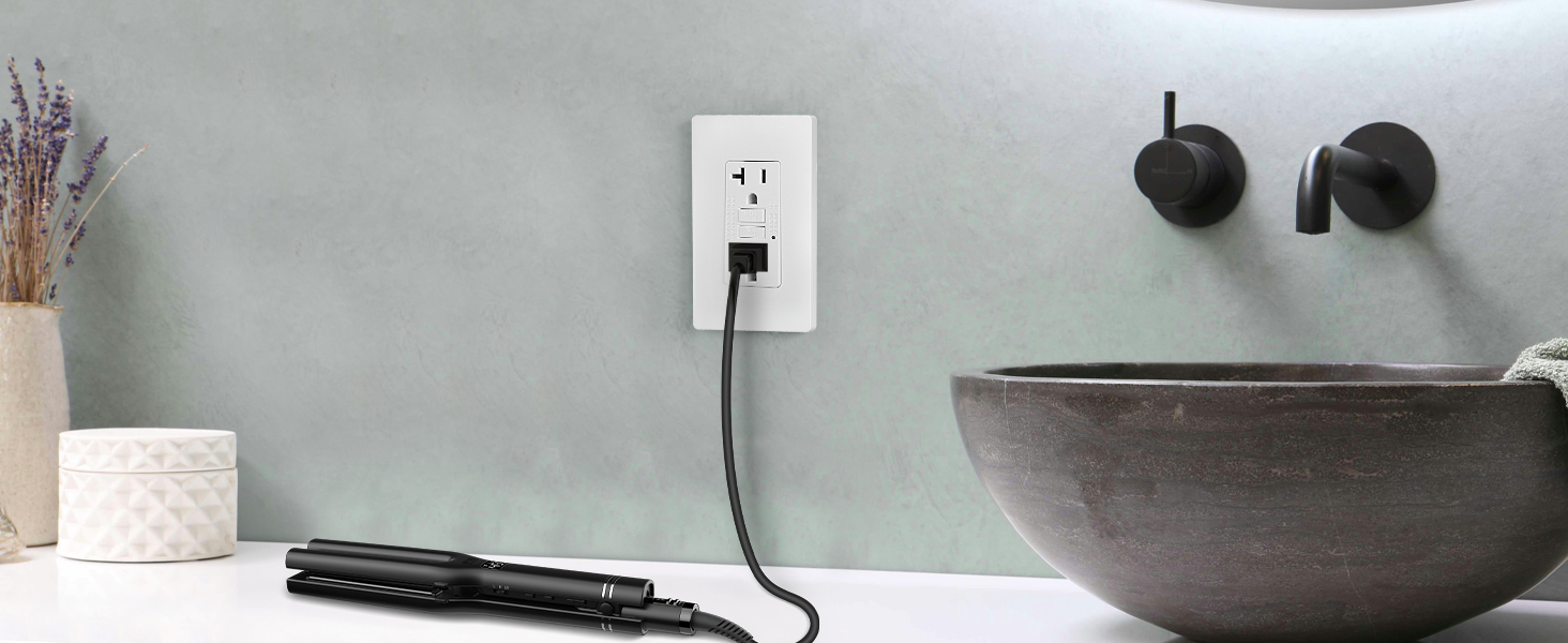 20 amp gfci outlet white