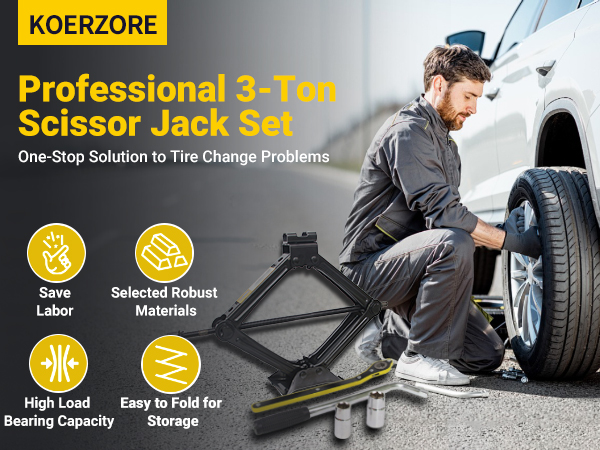 Professional 3-ton scissor jack set