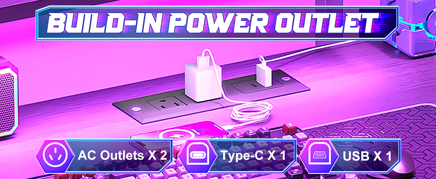 Gamer Desk with Power Outlet