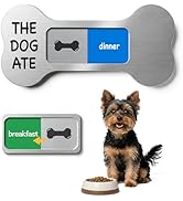 Dog Feeding Reminder Supplies Sign with Magnet, Bone-Shaped Design Brushed Silver, Acrylic Pet Tr...