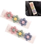 Bawkars 2 PCS Car Seat Belt Cover Pads, Cute Flower Safety Seatbelt Covers Cushion, 9.4" x 2.5" S...