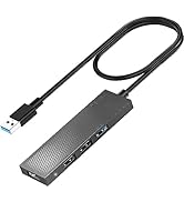 USB Hub, TSUPY 4 USB Port Hub with 3.3ft Extension Long Cable USB Splitter USB Expander 3.0 Ultra...