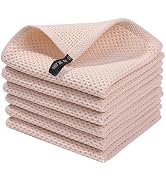 LikGuest Honeycomb Cotton Dish Cloths 6 Pack,12x12 Inch – Super Absorbent, Quick-Dry &amp; Reusable K...