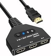 HDMI Switch 3 in 1 Out, 4K@60hz HDMI Splitter, 3 Way HDMI Switcher Supports Full HDCP2.2 1080P 3D...