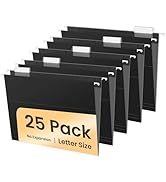 SUNEE 25 Pack Hanging File Folders, Black Folders, Hanging File Folders Letter Size with 1/5-cut ...