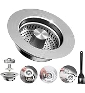 Kitchen Sink Drain Strainer - WERMARS 3 in 1 Sink Stopper,304 Stainless Steel Sink Drain Strainer...