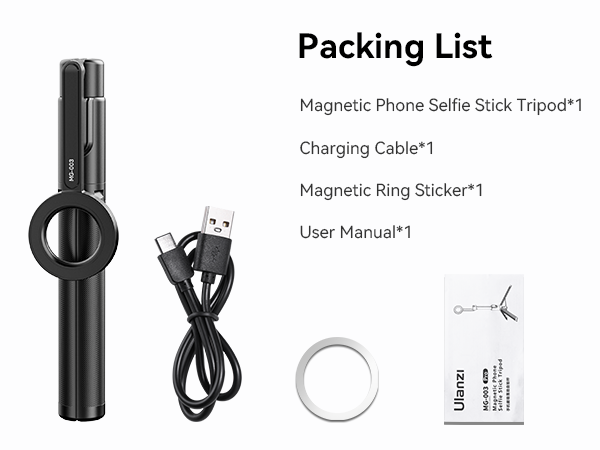 ULANZI 54'' Magnetic Selfie Stick Tripod Pro, All-in-One Phone Tripod w Magnetic Phone Holder