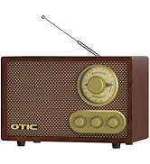 OTIC Retro Wood Bluetooth Radio with Built-in Speakers, AM/FM Radio with Elegant &amp; Vintage Design...