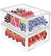 Mano 2Pack Clear Fridge Drawers Pull Out Stackable Refrigerator Drawer Organizer Bins Pantry Stor...