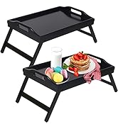Artmeer Bed Tray Table with Foldable Legs,Bamboo Breakfast Tray with Handles Ideal for Sofa, Bed,...