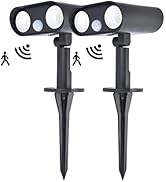UME 2 Pack Solar Spot Lights Outdoor with Motion Sensor, IP68 Waterproof LED Solar Powered Landsc...