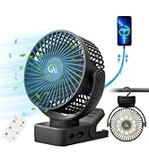 Portable Fan with Remote Control &amp; Timer &amp; LED Lights, 60hrs 12000mAh USB Rechargeable Battery Fa...