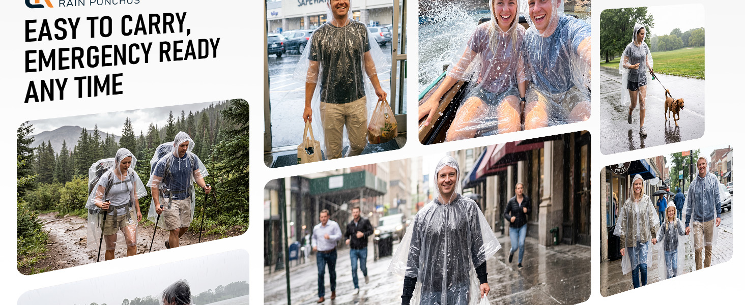 rain poncho clear disposable emergency family pack lightweight pocket size camping hiking theme park