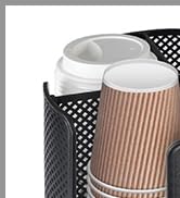 Samhe Coffee Cup Dispenser, Rotatable Cups and Lids Holder for 5-16oz Cups 4 Compartment Coffee C...