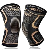 Copper Knee Braces for Men and Women (2 pack) -Knee Supports Copper Compression Knee Sleeve for K...