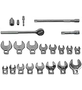 GOSWIFT 3/8" Drive Crowsfoot Wrench Set, 8-SAE 3/8"-7/8" &amp; 8-Metric 10mm-22mm, CR-V Steel Crows F...