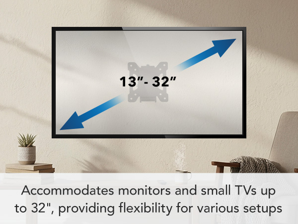 Accommodates monitors and small TVs up to 32", providing flexibility for various setups