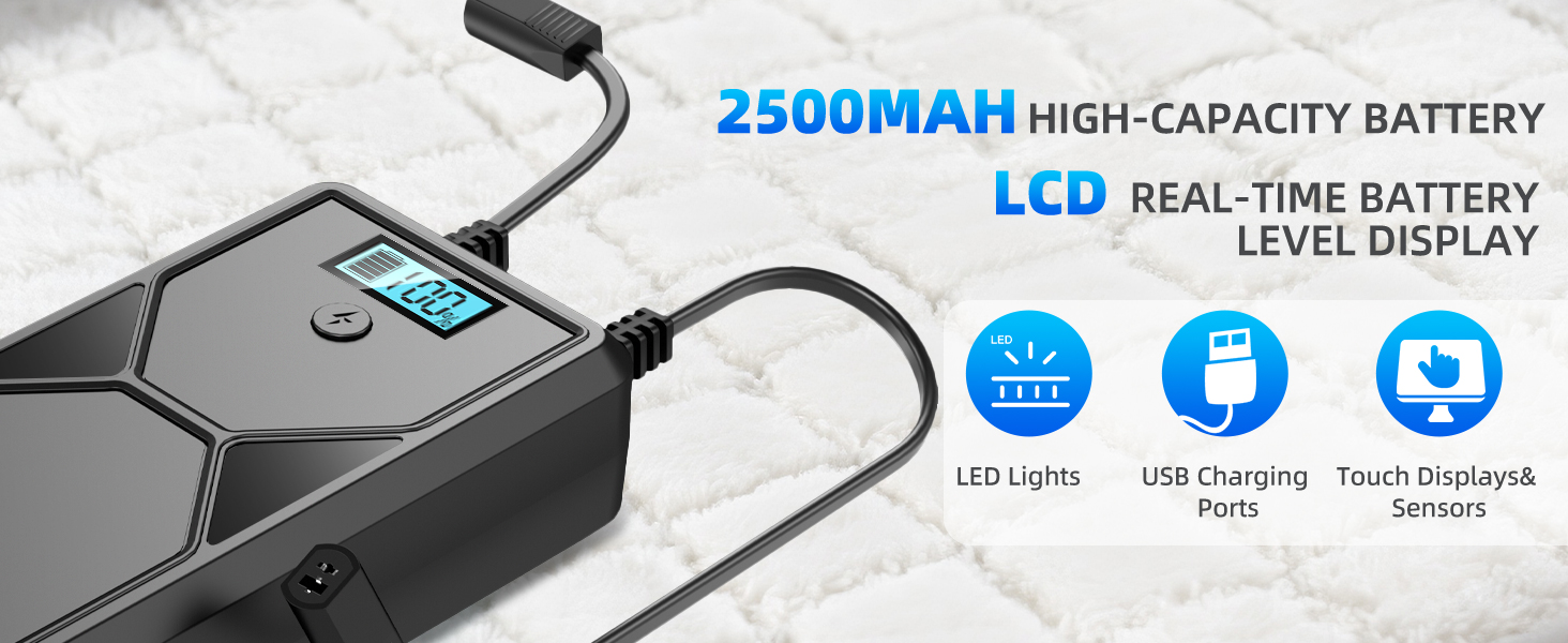 Battery Pack for Reclining Furniture with Charger 2-Pin 2500mAh Recliner Battery Pack Rechargeable