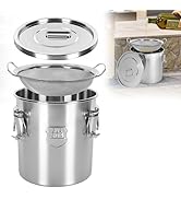 12L/3.17 Gal Cooking Oil Storage Can Commercial Oil Container with Filter &amp; Lid Metal Bucket Food...