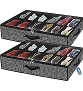 Under Bed Shoe Storage Organizer for Closet Fits 24 Pairs-Sturdy Underbed Shoe Storage Box Bins,S...