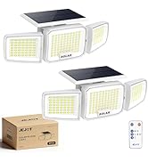 JEJOT White Solar Security Light Outdoor Super Bright LED, Motion Sensor Flood Light, 3 Heads 270...