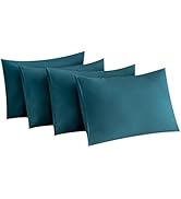 MINIPANDA Blue-Green Pillow Cases Set of 4 Queen Size - Super Soft, Smooth and Breathable Pillow ...