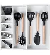 KitchenEdge Adjustable Kitchen Drawer Organizer for Utensils and Junk, Food-Safe Contract Grade w...