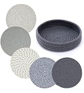 Trivets for Hot Dishes, Trivets for Hot Pots and Pans, 7 Inchs Hot Pads 5 Pcs and Storage Basket ...