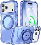 BOXDXB for iPhone 17 Pro Max Case with 360° Spin Magnetic Stand, [Compatible with MagSafe] [Curly...