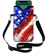 otilil Neoprene Cell Phone Sleeve Pouch Case Bag with Crossbody Strap Neck Lanyard for Women 7.1 ...