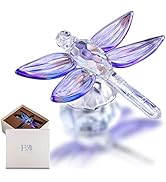 H&amp;D HYALINE &amp; DORA Standing Crystal Dragonfly with Diamond Ornament,Glass Animal Figurines Collec...