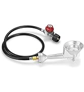 WADEO High Pressure Cast-Iron Round Burner Head, Propane Burner Head with 4FT 20 PSI Adjustable H...