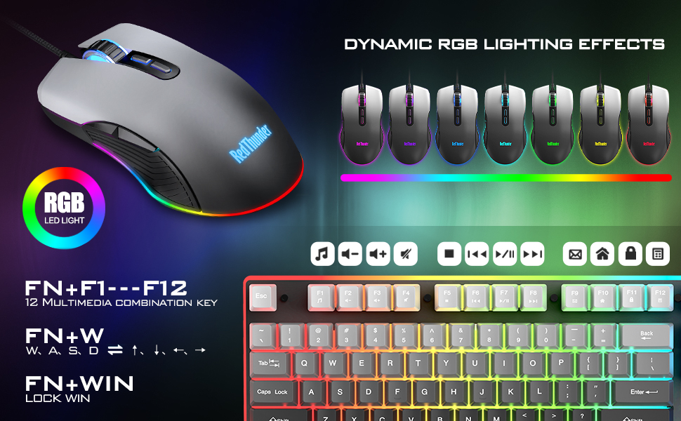 Adjustable RGB gaming keyboard and mouse